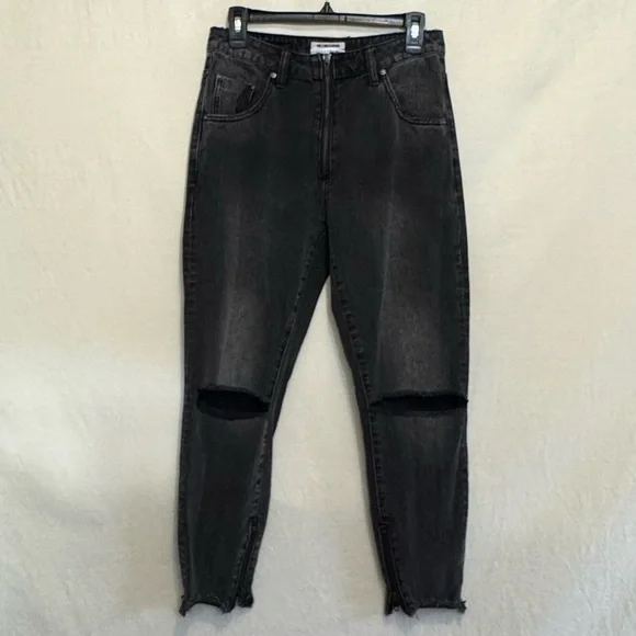 B-211 One X One Teaspoon Black Distressed High Waist Skinny Jeans Size 28 - Picture 1 of 15